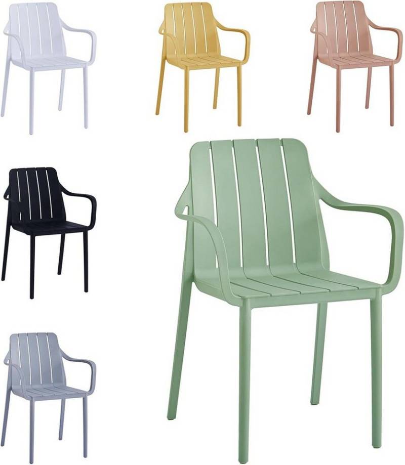 VORTIVO Stuhl Stapelstuhl – wetterfest, bis 200 kg, für Balkon, Terrasse & Esszimmer (1 St), Farbe: Grün von VORTIVO