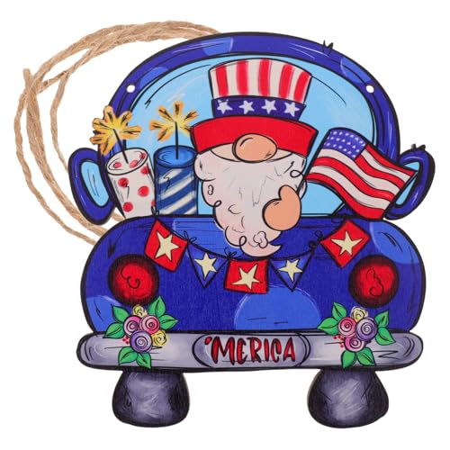 VOSAREA 1 Satz Independence Day Holzschild mit Gnome mit Aufhängemöglichkeiten Kreative für Festlichkeiten für Feierliche Anlässe und Partys Bringt Laune Ihre Räume von VOSAREA