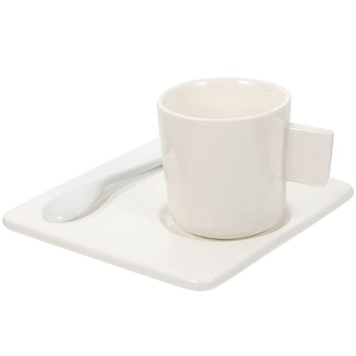 VOSAREA 1 Satz Kreatives Keramik Kaffeetassen Set Handgefertigte Tassen für Kaffee Tee und Milch mit Untertasse und Löffel für Zuhause und Büro von VOSAREA