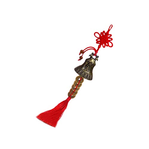 1 Stück Chinesische Glückliche Feng Shui Vintage Kupferglocke mit I-Ching Glücksmünze Chinesische Knoten Quaste Hängen Windspiel Viel Glück Segen Glocken für Wohlstand Und von VOSAREA
