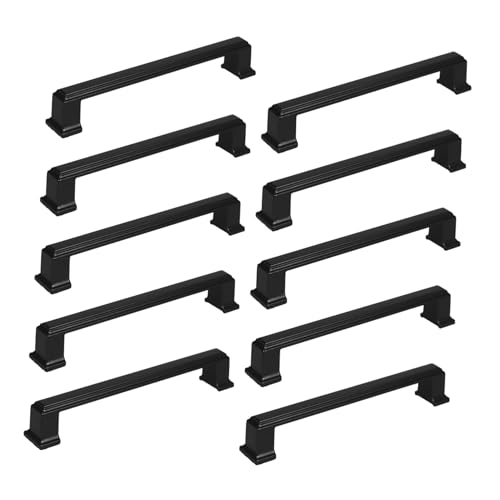 VOSAREA 10 Stück Schwarze Aluminiumschubladen Griffe Robuste Vintage Küchen und Möbelbeschläge Retro Stil Kratzfrei Komfortabel Passend für Schränke Kommoden Kleiderschränke von VOSAREA