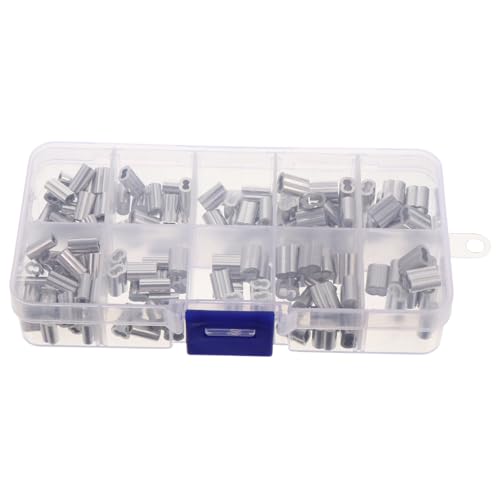 VOSAREA 150Stücke Crimphülsen für Angeln Doppelovale Aluminiumhülsen für Angelschnurverbinder Robust und Langlebig für Kabelfixierung und Transport von VOSAREA