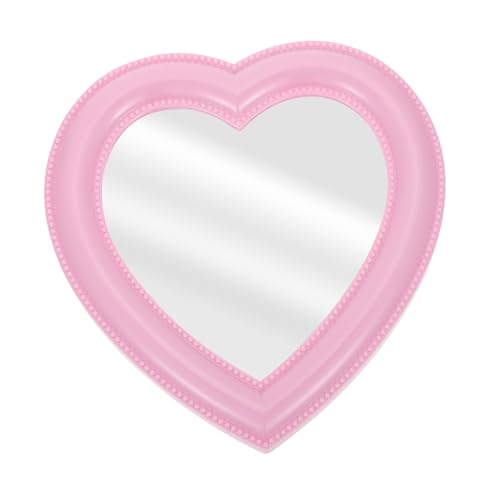 VOSAREA Herz Spiegel Rosa: Makeup Spiegel Wand Tischspiegel Doppelzweck Herzspiegel Schminkspiegel Kosmetikspiegel in Herzform für Frauen Mädchen, 18x19 cm von VOSAREA