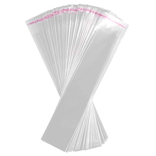 VOSAREA 200 Stück Klare Cellotaschen Lange Plastiktüten Selbstklebende Geschenkverpackung Zellophantasche für Backkekse Kerze Weihnachten Halloween-Party von VOSAREA