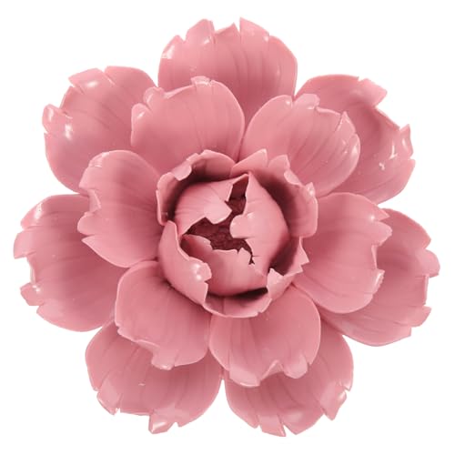 VOSAREA 3D Blumen Wanddeko, Keramik Blumen Rosa Pfingstrose Keramikblumen Wandkunst Hängende Dekorationen für Wohnzimmer Wanddeko, 12cm von VOSAREA