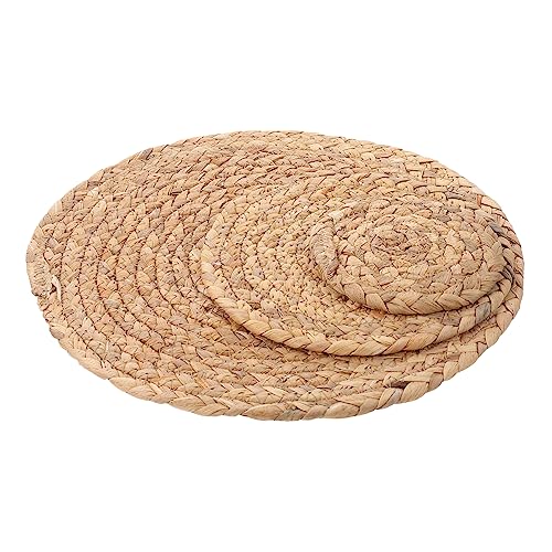 VOSAREA 3st Tischset Leinen Tisch Tasse Matte Heimische Tischmatte Restaurant-tassenmatte Party-Geschirr-Matte Kreative Tischmatte Wärmeisolierendes Pad Wasserpflanzen Khaki von VOSAREA