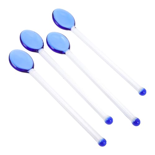 VOSAREA 4Stücke Hitzebeständige Glaslöffel Klarer Kaffeelöffel mit Langem Griff Multifunktional für Tee und Desserts Langlebig und Leicht zu Reinigen von VOSAREA
