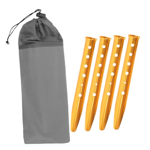 VOSAREA 4Stücke Robuste Zeltheringe Metall Leichte Zeltspikes für Camping Strand und Garten zum Sichern von Markisen und Vordächern Praktischer Tragetasche von VOSAREA