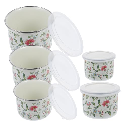 VOSAREA 5st Emaille-geschirr Obstschale Retro-snackschale Schalen Vorbereiten Servierbehälter Aus Emaille Retro-servierschüssel Emailleschüssel Nistschalen Aus Emaille Emaille-rührschüssel von VOSAREA