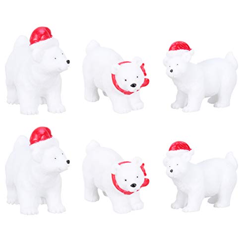 VOSAREA 6 Stück Eisbär Figur Klein, Mini Bär Figur Weihnachten Deko, Miniatur Eisbär Weihnachtsfiguren Feen Garten Mini Tier Deko Tischdeko Micro Landschaft Dekor von VOSAREA