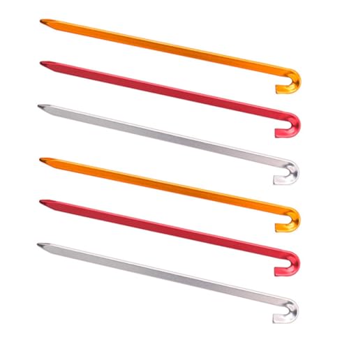 VOSAREA 6Stücke Camping Zeltpflock Aluminiumlegierung Robuste Bodenstifte für Outdoor Aktivitäten für Zelte Planen und Gartenprojekte Korrosionsbeständig von VOSAREA