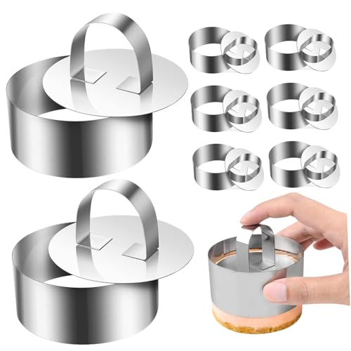 VOSAREA 8 Sets Kleine Backringe Kuchenform Mini Pfannkuchen Keksausstecher Dessertformen Moules Kuchenformen Plätzchenkuchen Thunfisch Tatarform Kuchenschablone Moule Pour von VOSAREA