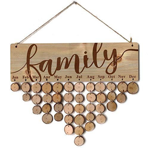 VOSAREA 82pcs Holz Erinnerung Kalender Familien Geburtstagskalender DIY Hängen Geburtstag Plaque Hause Dekoration Geschenk von VOSAREA