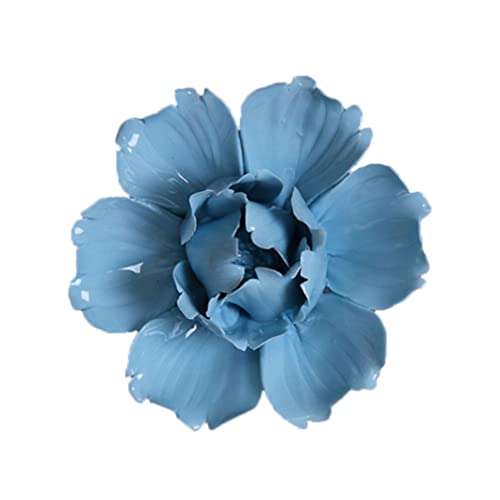 VOSAREA Blumen Wanddeko 3D, Keramik Blumen Blau Pfingstrose Keramikblumen Wandkunst Hängende Dekorationen für Wohnzimmer Wanddeko, 7cm von VOSAREA