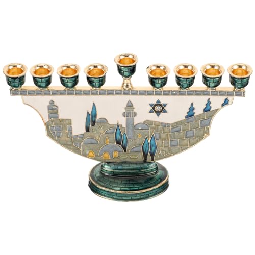 VOSAREA Chanukkah Menora Kerzenständer mit neun Zweigen, Metall, Chanukia, Granatapfel, Kandelaber, Jerusalem, 9 Köpfe, jüdischer Kerzenhalter, Kunst für Feier, Dekoration VOSAREA Chanukkah Menora Kerzenständer mit neun Zweigen, Metall, Chanukia, Granatapfel, Kandelaber, Jerusalem, 9 Köpfe, jüdischer Kerzenhalter, Kunst für Feier, Dekoration von VOSAREA