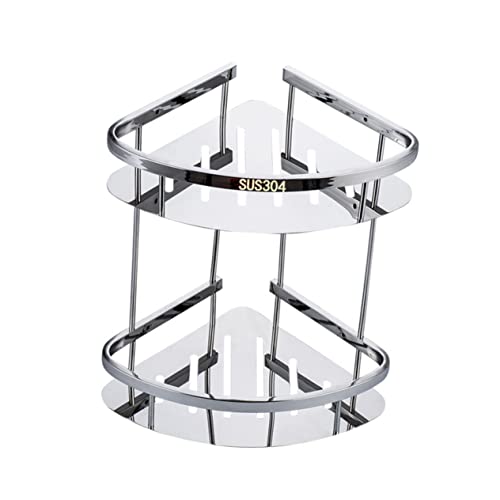 VOSAREA Doppellagiges Eckregal Dreiecksregal aus Metall Rostfreies Badezimmerregal für Wand Platzsparender Kleinteile Organizer Badezimmer Organizer für Toilettenartikel von VOSAREA