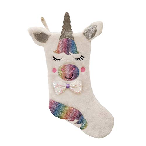 VOSAREA Einhorn Weihnachtsstrumpf, Nikolausstiefel zum Befüllen, Kaminsocken Geschenkbeutel Christbaum Hängend Weihnachtsstrumpf Nikolausstrümpfe Deko von VOSAREA