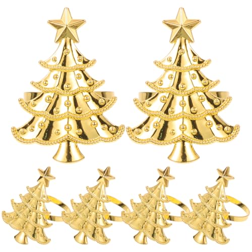 VOSAREA Elegante Weihnachtsbaum-Serviettenringe, stabile Weihnachts-Serviettenhalter, Serviettenschnallen für Abendessen, Tischdekoration, festliches Urlaubszubehör, 6 Stück von VOSAREA
