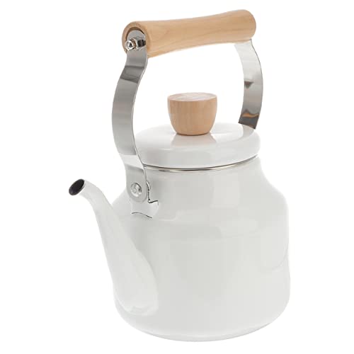 VOSAREA Emaillierter Teekessel Für Herd Retro Wasserkocher Mit Holzgriff Für Grünen Tee Und Schwarzen Tee Eleganter Vintage-Stil Für Teeliebhaber Und Familien von VOSAREA