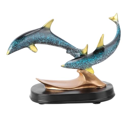 VOSAREA 1Stk Delphin-Ornament Spielzeuge die Büroeinrichtung Bürodekoration büro Dekoration Wohnkultur das Geschenk Harzornament Desktop-Schmuck Esstisch Kunsthandwerk Glas Delfin Statue von VOSAREA