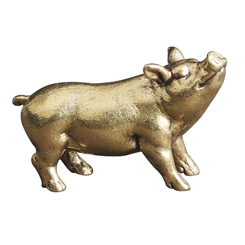 VOSAREA Messing Schwein: Mini Schweinchen Figur - Retro Miniatur Messing Figuren Golden Feng Shui Glücksschweinchen Deko für Home Büro Tischdeko von VOSAREA