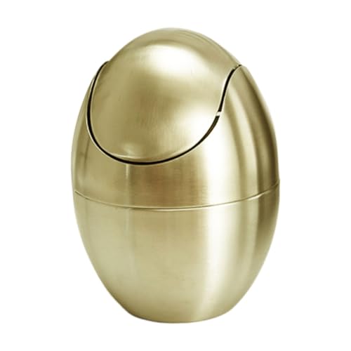 VOSAREA Mini Tisch Mülleimer mit Deckel Kompakt und Platzsparend Eiförmiger Abfalleimer für Schreibtisch Badezimmer Küche Büro Eleganter Goldener Countertop Trash Bin VOSAREA Mini Tisch Mülleimer mit Deckel Kompakt und Platzsparend Eiförmiger Abfalleimer für Schreibtisch Badezimmer Küche Büro Eleganter Goldener Countertop Trash Bin von VOSAREA