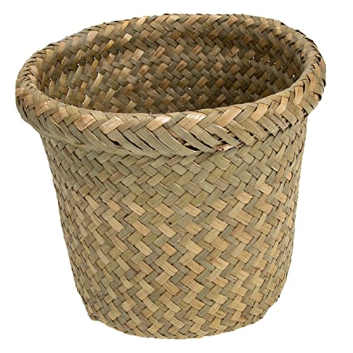 VOSAREA Retro Art Woven Trash Can Multifunktionaler Aufbewahrungskorb aus Rattan für Badezimmer Heimbüro Abnehmbar Leicht und Langlebig mit Rustikalem Charme von VOSAREA
