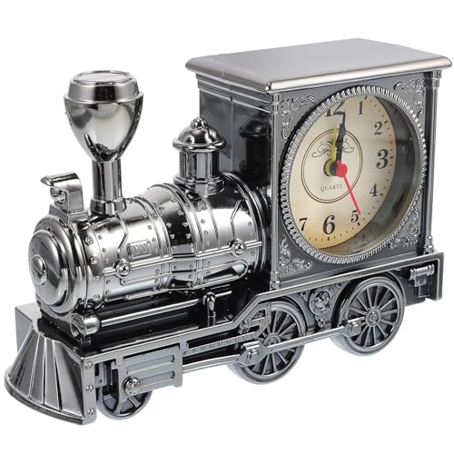 VOSAREA Retro Tischuhr Vintage Lokomotive Uhr kreative Dampflok Wecker Lokomotive Tischwecker Dekoration für Wohnzimmer Kinderzimmer Eisenbahn Geschenke von VOSAREA