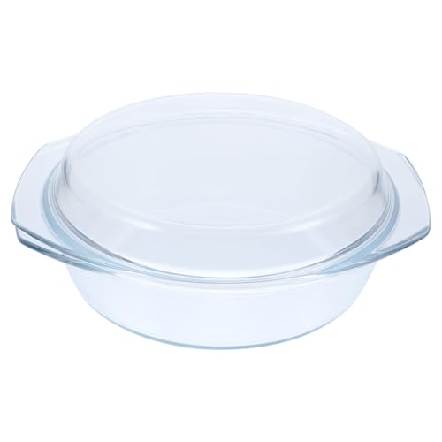 VOSAREA Runde Glasauflaufform mit Deckel Mikrowellen und Spülmaschinengeeignet Vielseitige Schüssel für Küche und Haushalt als Servierschale oder Frischhaltedose von VOSAREA