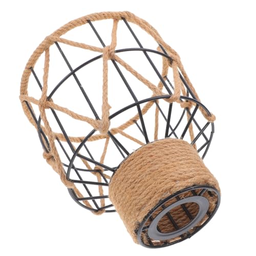 VOSAREA Rustikaler Jute Seil Lampenschirm Vintage Industrie Hängeleuchte Metall Käfig Schutz für American Style Bar Wohnzimmer Restaurant Beleuchtung von VOSAREA