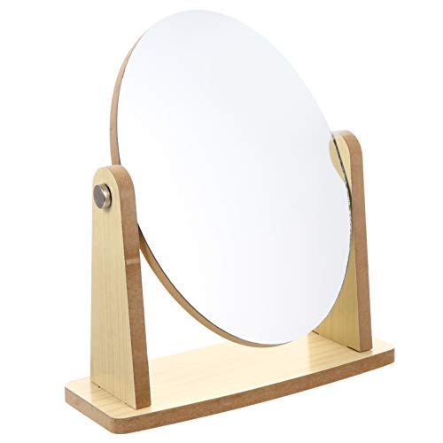 VOSAREA Schminkspiegel Holz Kosmetikspiegel Runde Desktop-Spiegel Vergrößerung Drehbar für Arbeitsplatte nach Hause Reisen von VOSAREA