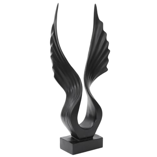 VOSAREA Skulptur Schwarz Deko Wohnzimmer Skulptur groß Modern Abstrakte Harz Flügel Statue Schwarz für Wohnzimmer Schlafzimmer Weinschrank Büro von VOSAREA