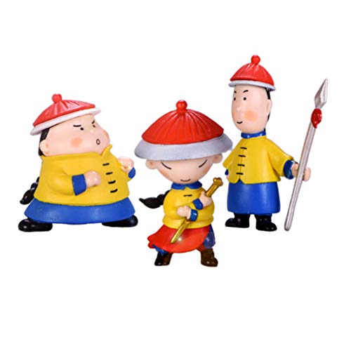 VOSAREA Spielzeuge Spielzeug 3Pcs Chinesische Puppenfiguren Puppe Miniatur Chinesische Kaiserliche Leibw?chterfigur für Home-Office-Desktop-Statue Landschaftsdekor Bodyguard von VOSAREA