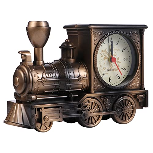 VOSAREA Vintage Retro Zug Figur Modell Kunststoff Dampflok Wecker Tischuhr Zeituhr für Büro Zuhause Schlafzimmer Kinderzimmer Tisch Dekoration Ornament Kinder Geburtstag Geschenk von VOSAREA