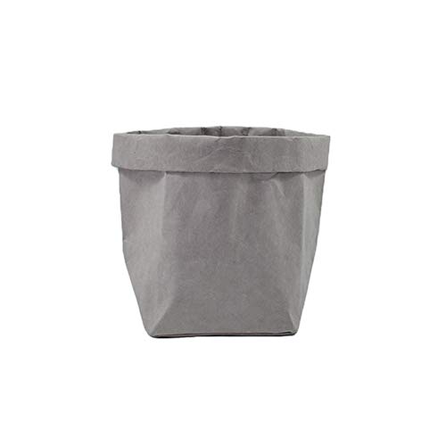 VOSAREA Waschbare Papiersack Wiederverwendbare Papier Blumentopf üllsäcke üllbeutel Abfallsack Sack aus Kraftpapier Aufbewahrungsbox - L (Grau) von VOSAREA
