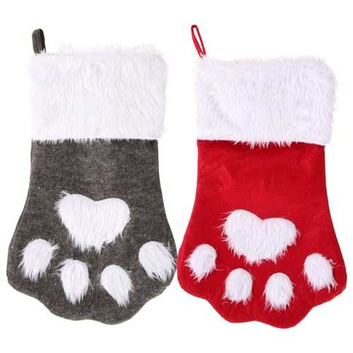 Weihnachtsstrumpf Nikolausstrumpf Weihnachtssocke Nikolausstiefel zum Befüllen und Aufhängen Weihnachts Süßigkeitstasche Geschenktüte Kamin Weihnachtsbaum Dekoration 2pcs von VOSAREA