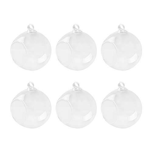 Vosarea 6 Stücke Hängende Glaskugel Vase Glas Blumentopf Pflanzgefäß Teelichthalter Kerzhalter zum Aufhängen Weihnachtskugel Kaktus Töpfe für Gartendeko Hängedeko Hochzeitdeko von VOSAREA