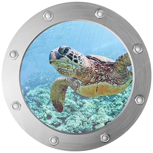 Wandtattoo Kinderzimmer 3D Wandaufkleber Unterwasserwelt Schildkröten Fenster Wandtattoo Selbstklebend Wandsticker Ozean Meerestiere Aufkleber für Bad Schlafzimmer von VOSAREA