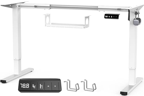 VOSATRON Höhenverstellbarer Schreibtisch Gestell mit Kabelwanne, Tischgestell Höhenverstellbar elektrisch mit starken Motor, Memory Controller und Kollisionschutz Funktion(Weiß) von VOSATRON