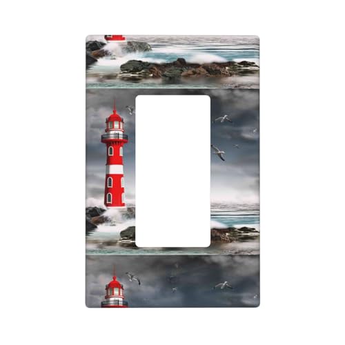 3D-Leuchtturm in der Brandung Wandplattenabdeckungen, 1-Gang-Wandplatten, Standardgröße 11,2 x 6,9 cm, dekorative Lichtschalter-Abdeckplatte, Steckdosenabdeckungen, Polycarbonat, Thermoplast 3D-Leuchtturm in der Brandung Wandplattenabdeckungen, 1-Gang-Wandplatten, Standardgröße 11,2 x 6,9 cm, dekorative Lichtschalter-Abdeckplatte, Steckdosenabdeckungen, Polycarbonat, Thermoplast von VOSERY