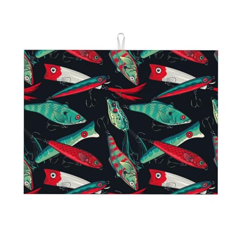Abtropfmatte, Mikrofaser, große Abtropfmatte für Küchentheke, super saugfähig, Abtropfmatte, Angelköder, Abtropfmatte, 45,7 x 61 cm, leicht zu reinigen von VOSERY