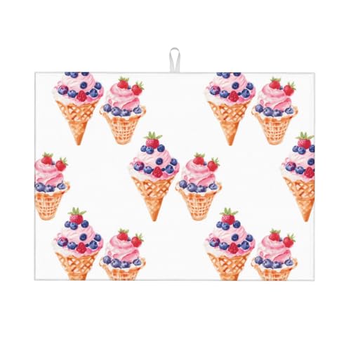 Abtropfmatte, Mikrofaser, große Abtropfmatte für Küchentheke, super saugfähig, Abtropfmatte, Blaubeere, Erdbeere, Eis, 45,7 x 61 cm, leicht zu reinigen von VOSERY