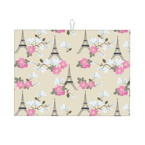 Abtropfmatte, Mikrofaser, große Abtropfmatte für Küchentheke, super saugfähig, Abtropfmatte, Eiffelblumentürme, 45,7 x 61 cm, leicht zu reinigen Abtropfmatte, Mikrofaser, große Abtropfmatte für Küchentheke, super saugfähig, Abtropfmatte, Eiffelblumentürme, 45,7 x 61 cm, leicht zu reinigen von VOSERY