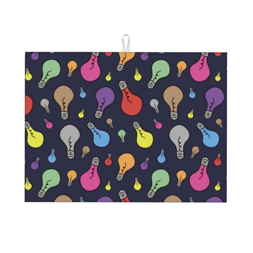 Abtropfmatte, Mikrofaser, große Abtropfmatte für Küchentheke, super saugfähig, Abtropfmatte, Glühbirne, bunte Abtropfmatte, 45,7 x 61 cm, leicht zu reinigen von VOSERY