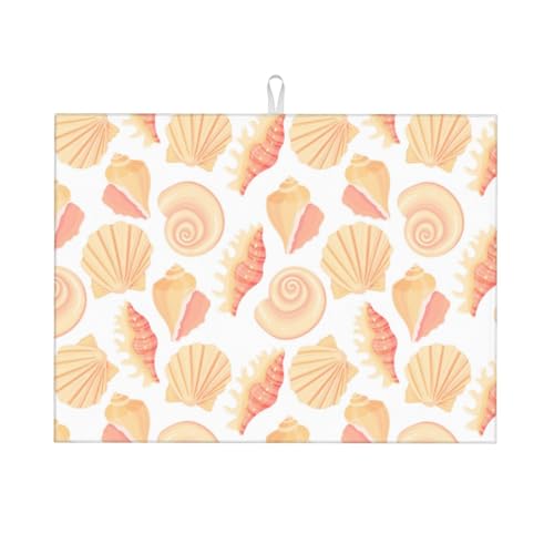 Abtropfmatte, Mikrofaser, große Abtropfmatte für Küchentheke, super saugfähig, Abtropfmatte, Muschel-Druck, Nr. 9050, Abtropfmatte, 45,7 x 61 cm, leicht zu reinigen von VOSERY