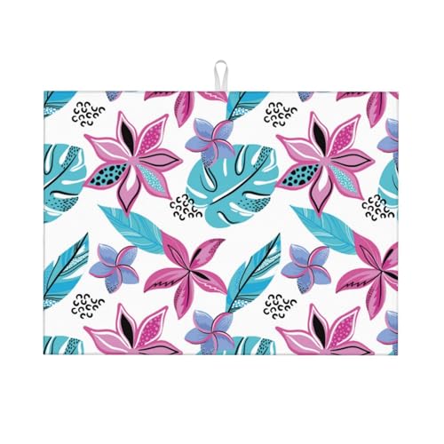 Abtropfmatte, Mikrofaser, große Abtropfmatte für Küchentheke, super saugfähig, Abtropfmatte, hawaiianischer Stil, Blumenblätter, Abtropfmatte, 45,7 x 61 cm, leicht zu reinigen von VOSERY