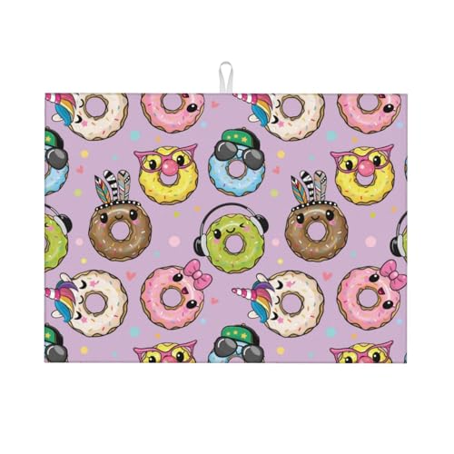 Abtropfmatte, Mikrofaser, große Abtropfmatte für Küchentheke, super saugfähig, Abtropfmatte, niedliche Donuts, Abtropfmatte, 45,7 x 61 cm, leicht zu reinigen von VOSERY