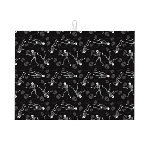 Abtropfmatte, Mikrofaser, große Abtropfmatte für Küchentheke, super saugfähig, Abtropfmatte, niedlicher Totenkopf-Abtropfmatte, 45,7 x 61 cm, leicht zu reinigen von VOSERY