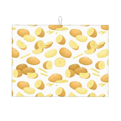 Abtropfmatte, Mikrofaser, große Abtropfmatte für Küchentheke, super saugfähig, Cartoon-Kartoffelmuster, 45,7 x 61 cm, leicht zu reinigen von VOSERY