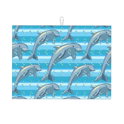 Abtropfmatte, Mikrofaser, große Abtropfmatte für Küchentheke, super saugfähig, Delfin-Abtropfmatte, 45,7 x 61 cm, leicht zu reinigen Abtropfmatte, Mikrofaser, große Abtropfmatte für Küchentheke, super saugfähig, Delfin-Abtropfmatte, 45,7 x 61 cm, leicht zu reinigen von VOSERY